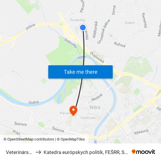 Veterinárska to Katedra európskych politík, FEŠRR, SPU map