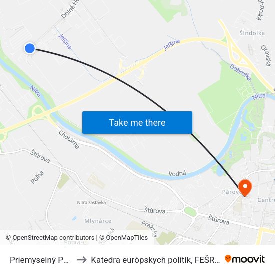 Priemyselný Park V to Katedra európskych politík, FEŠRR, SPU map