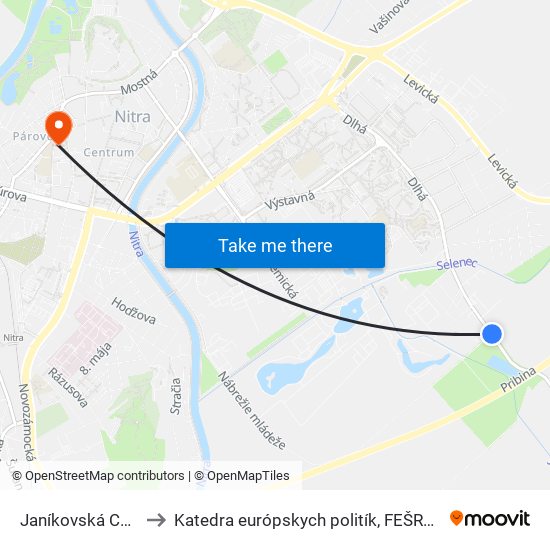 Janíkovská Cesta to Katedra európskych politík, FEŠRR, SPU map