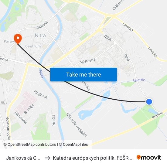 Janíkovská Cesta to Katedra európskych politík, FEŠRR, SPU map