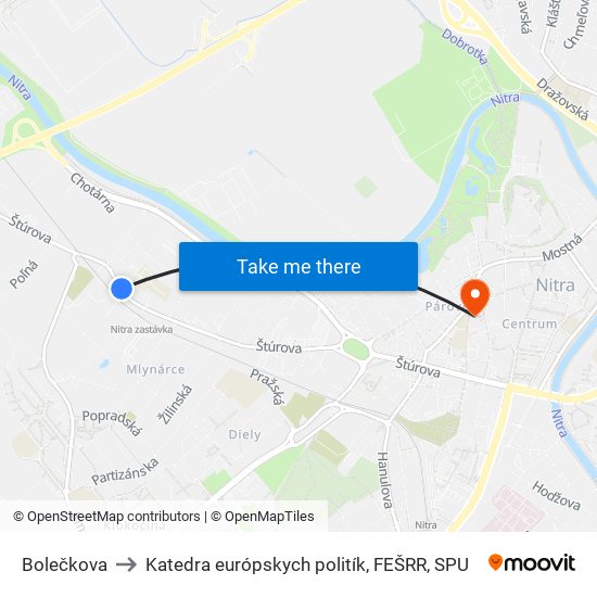 Bolečkova to Katedra európskych politík, FEŠRR, SPU map