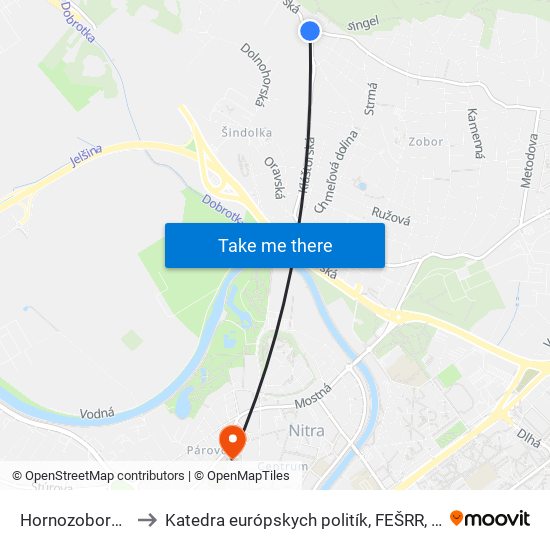 Hornozoborská to Katedra európskych politík, FEŠRR, SPU map