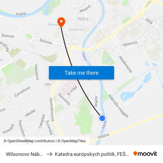 Wilsonovo Nábrežie to Katedra európskych politík, FEŠRR, SPU map