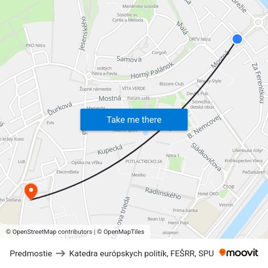 Predmostie to Katedra európskych politík, FEŠRR, SPU map