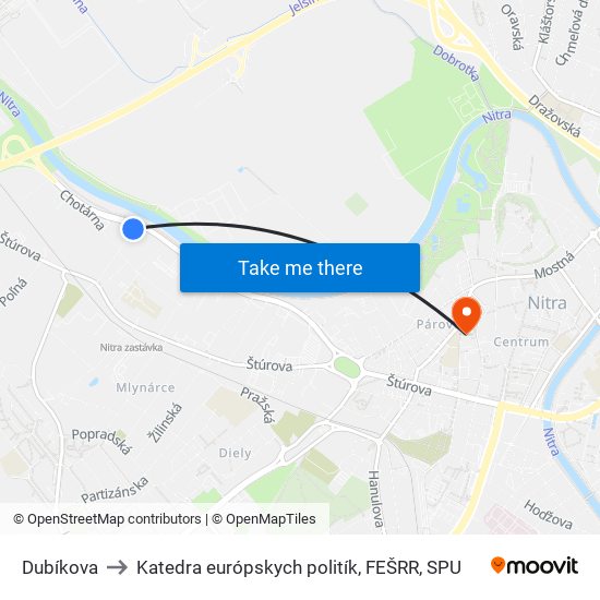 Dubíkova to Katedra európskych politík, FEŠRR, SPU map