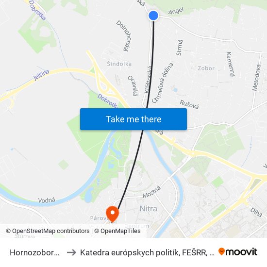 Hornozoborská to Katedra európskych politík, FEŠRR, SPU map