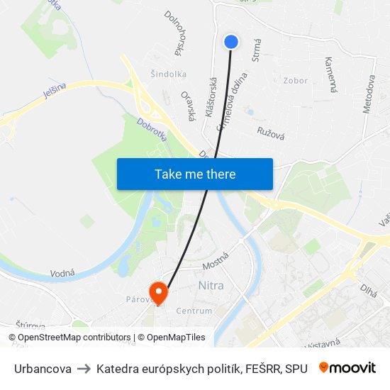 Urbancova to Katedra európskych politík, FEŠRR, SPU map