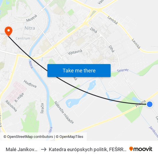 Malé Janíkovce I to Katedra európskych politík, FEŠRR, SPU map