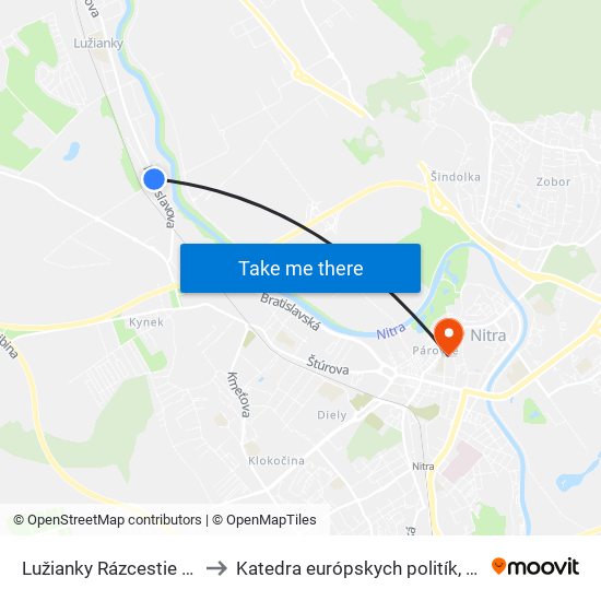 Lužianky Rázcestie Vinárska to Katedra európskych politík, FEŠRR, SPU map