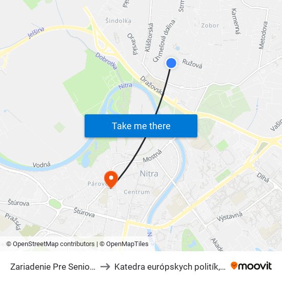 Zariadenie Pre Seniorov Zobor to Katedra európskych politík, FEŠRR, SPU map