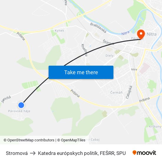 Stromová to Katedra európskych politík, FEŠRR, SPU map