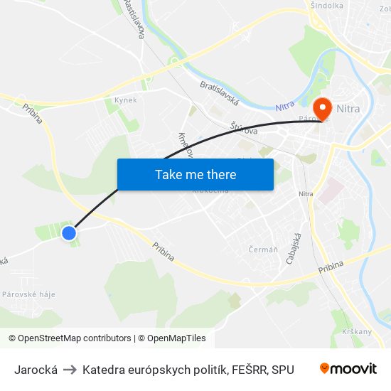 Jarocká to Katedra európskych politík, FEŠRR, SPU map