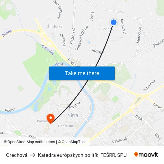 Orechová to Katedra európskych politík, FEŠRR, SPU map