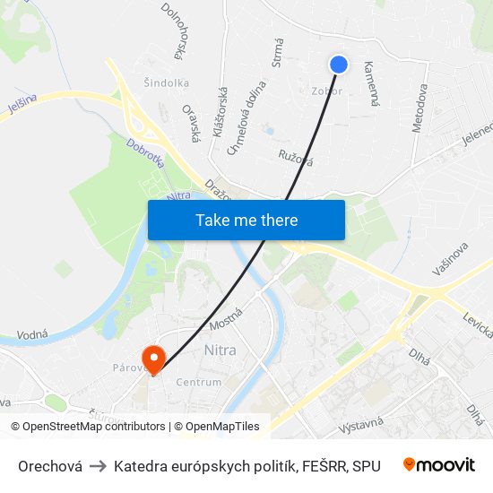 Orechová to Katedra európskych politík, FEŠRR, SPU map