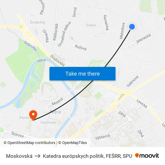 Moskovská to Katedra európskych politík, FEŠRR, SPU map