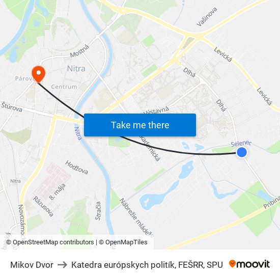 Mikov Dvor to Katedra európskych politík, FEŠRR, SPU map