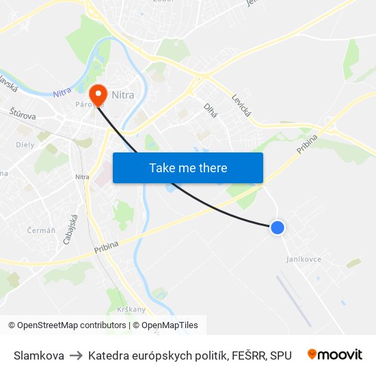 Slamkova to Katedra európskych politík, FEŠRR, SPU map