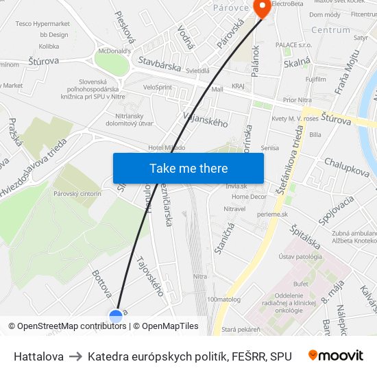 Hattalova to Katedra európskych politík, FEŠRR, SPU map