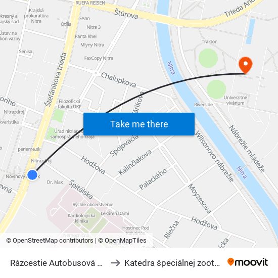 Rázcestie Autobusová Stanica to Katedra špeciálnej zootechniky map