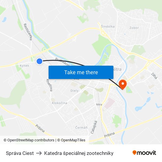 Správa Ciest to Katedra špeciálnej zootechniky map