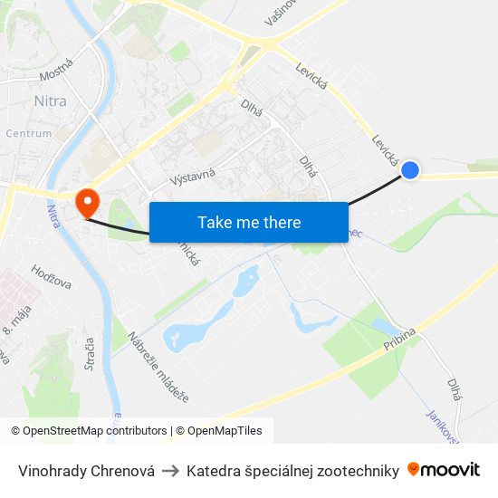 Vinohrady Chrenová to Katedra špeciálnej zootechniky map