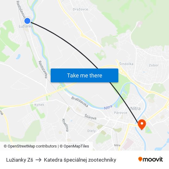 Lužianky Zš to Katedra špeciálnej zootechniky map