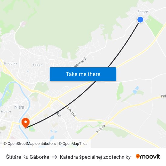 Štitáre Ku Gáborke to Katedra špeciálnej zootechniky map