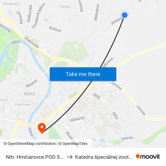 Nitr. Hrnčiarovce POD Sokolom to Katedra špeciálnej zootechniky map