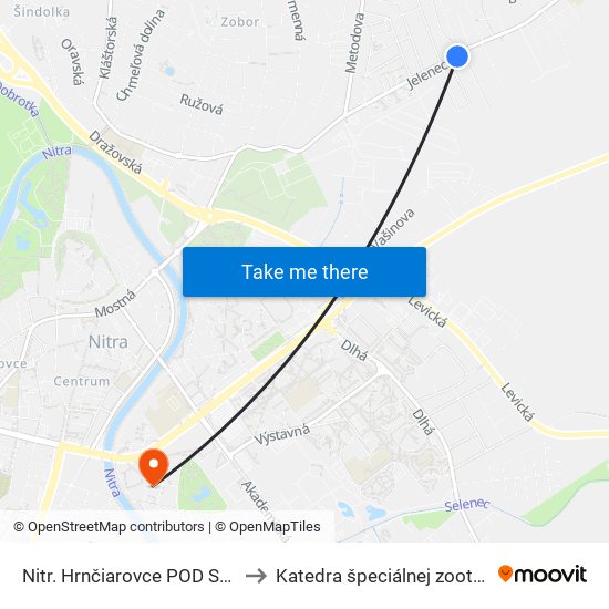 Nitr. Hrnčiarovce POD Sokolom to Katedra špeciálnej zootechniky map