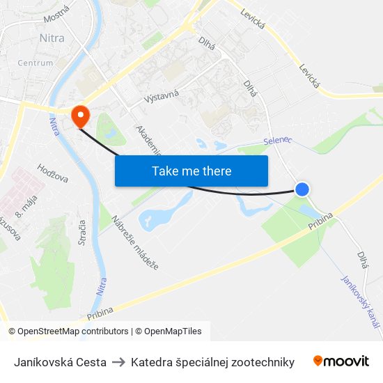 Janíkovská Cesta to Katedra špeciálnej zootechniky map