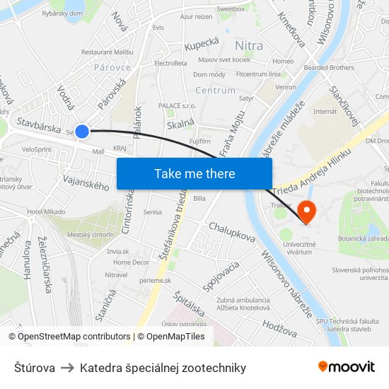 Štúrova to Katedra špeciálnej zootechniky map