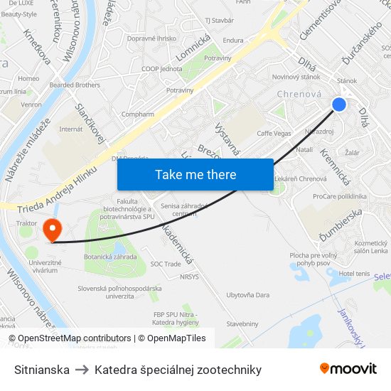 Sitnianska to Katedra špeciálnej zootechniky map