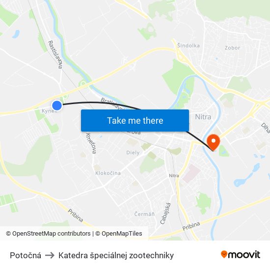 Potočná to Katedra špeciálnej zootechniky map