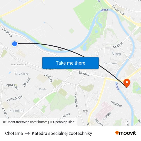 Chotárna to Katedra špeciálnej zootechniky map