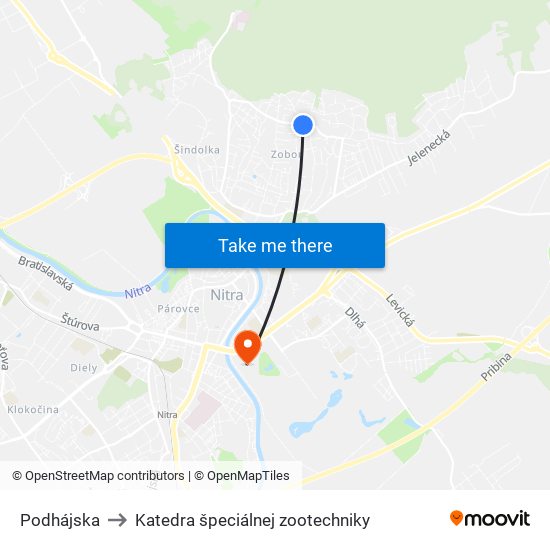 Podhájska to Katedra špeciálnej zootechniky map