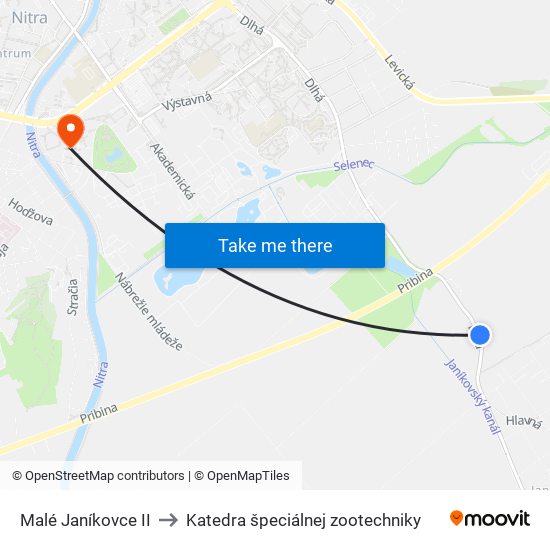 Malé Janíkovce II to Katedra špeciálnej zootechniky map