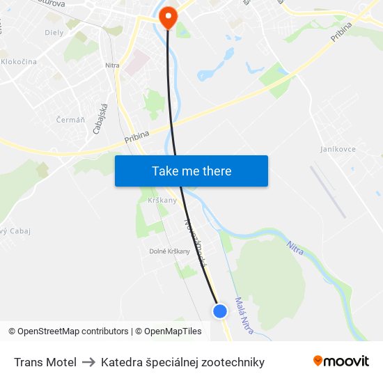 Trans Motel to Katedra špeciálnej zootechniky map