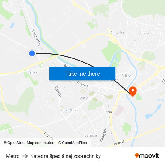 Metro to Katedra špeciálnej zootechniky map