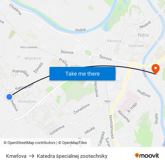 Kmeťova to Katedra špeciálnej zootechniky map