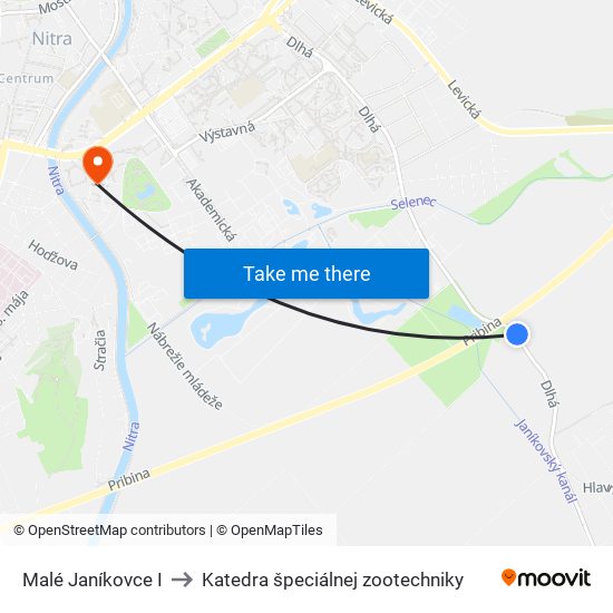 Malé Janíkovce I to Katedra špeciálnej zootechniky map