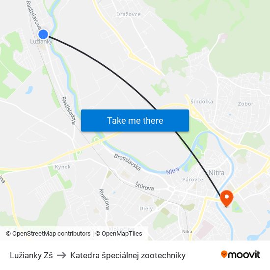 Lužianky Zš to Katedra špeciálnej zootechniky map