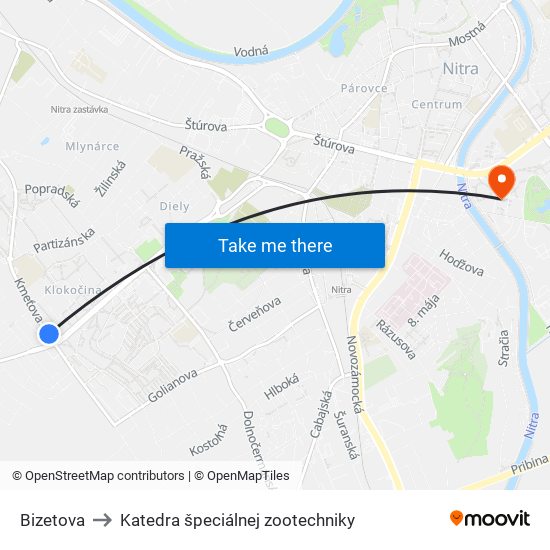 Bizetova to Katedra špeciálnej zootechniky map