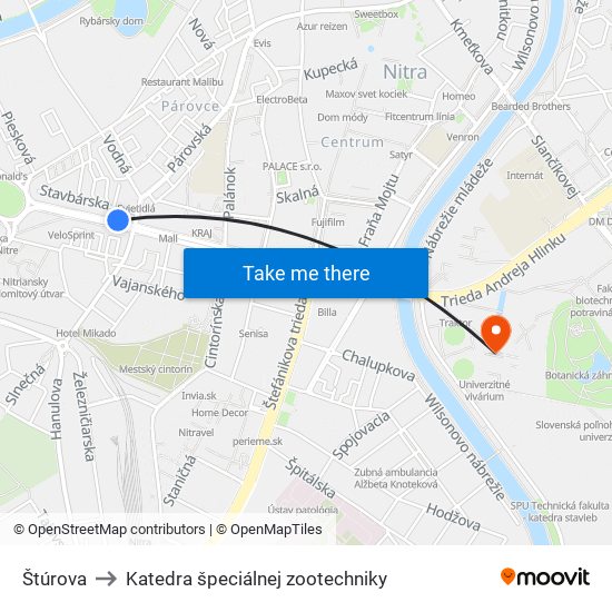 Štúrova to Katedra špeciálnej zootechniky map