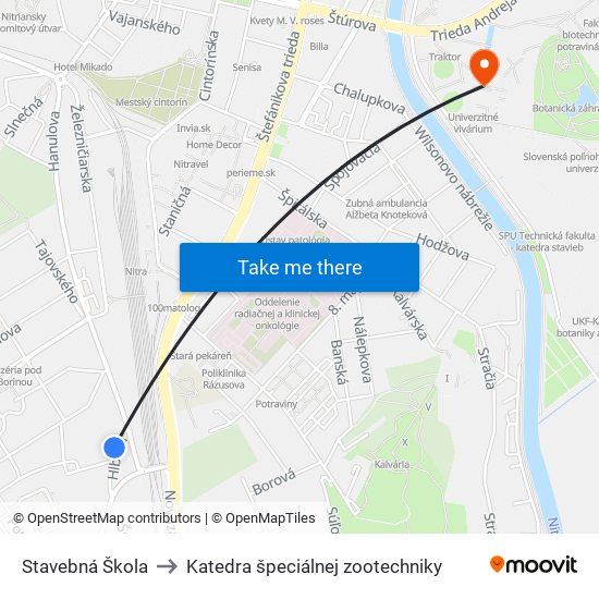 Stavebná Škola to Katedra špeciálnej zootechniky map