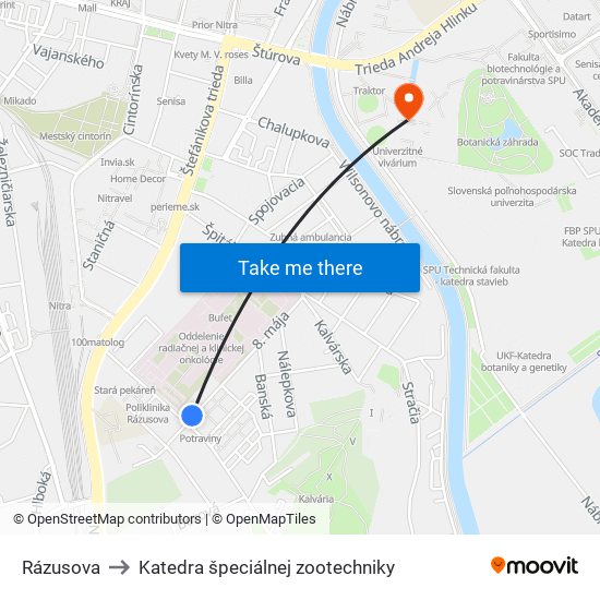 Rázusova to Katedra špeciálnej zootechniky map