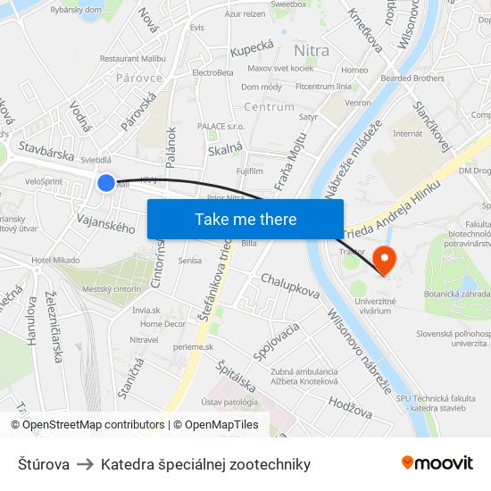 Štúrova to Katedra špeciálnej zootechniky map