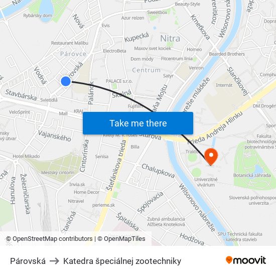 Párovská to Katedra špeciálnej zootechniky map