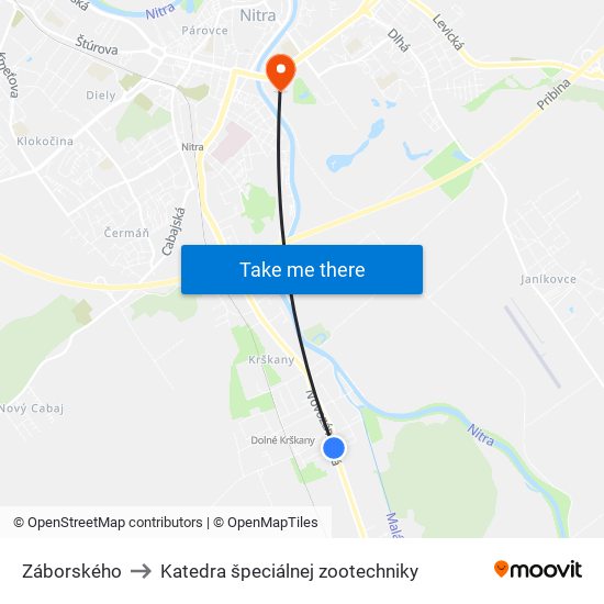 Záborského to Katedra špeciálnej zootechniky map