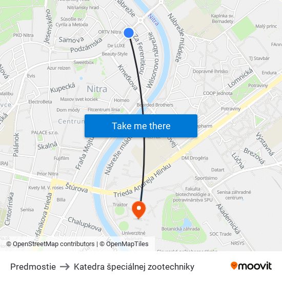 Predmostie to Katedra špeciálnej zootechniky map