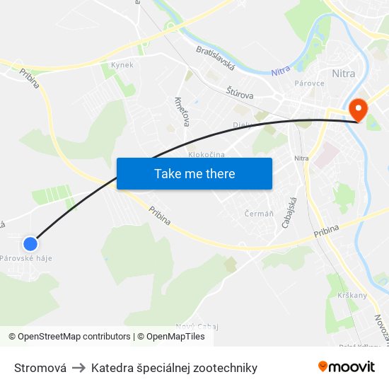 Stromová to Katedra špeciálnej zootechniky map